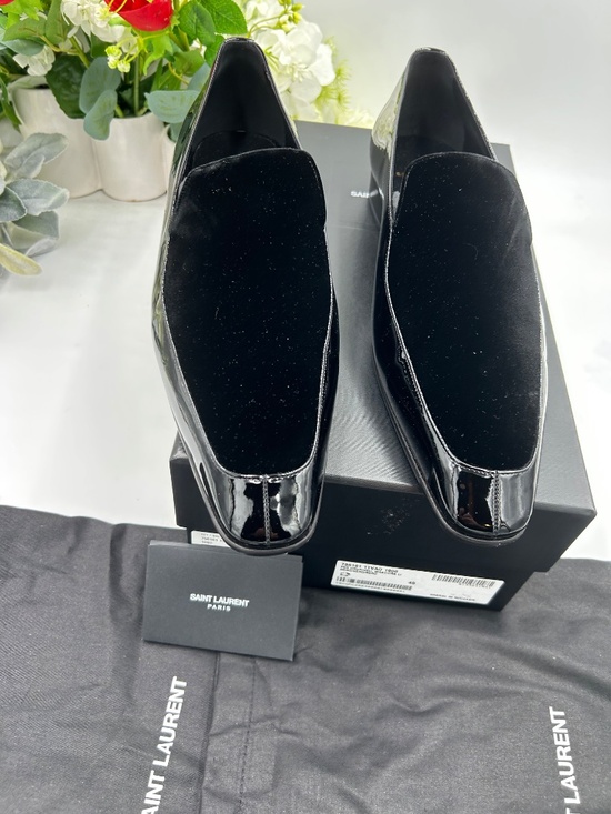 Men’s Saint Laurent patent/velvet loafers. Size 45/12 US.  Made in Italy. main image 9